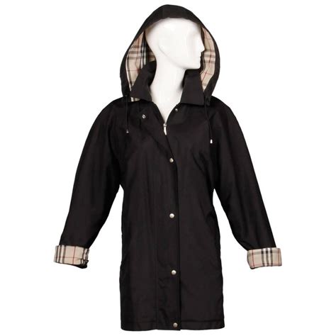 burberry hooded raincoat plaid lining black|burberry hooded raincoat ladies.